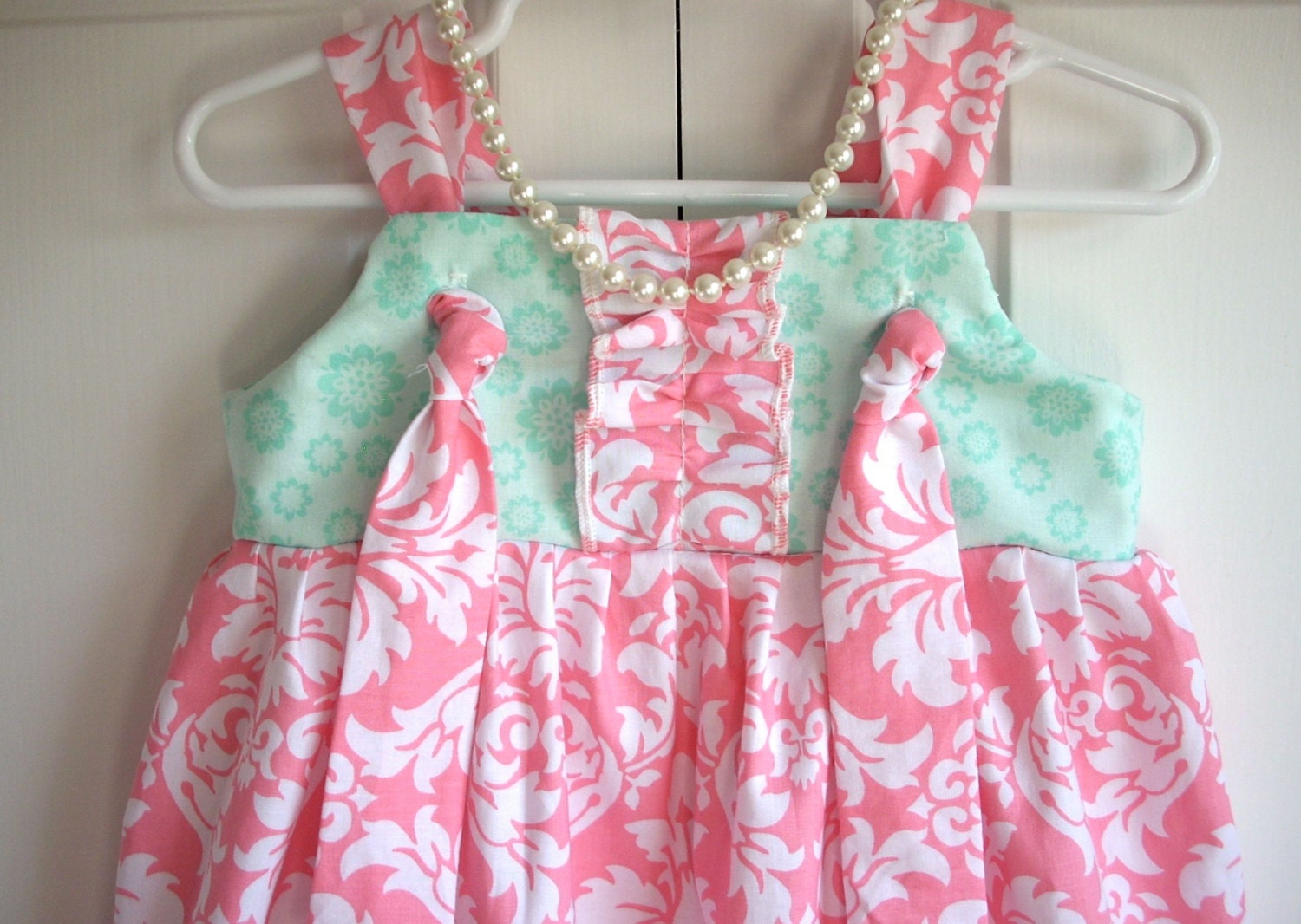 baby clothes kids clothes childrens clothes knot dress toddler dress  teal and pink