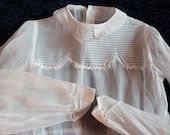 Antique French girls first communion dress in white organdi,1900s, hand worked w lace, handmade w pleats, christian catholic robe