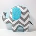 Chevron Elephant nursery pillow toy ELLE aqua blue grey gray plush for modern baby