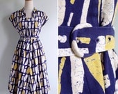 AWAY SALE (See Shop) Vintage 40's 50's African Tribal Print Cotton Dress S or M