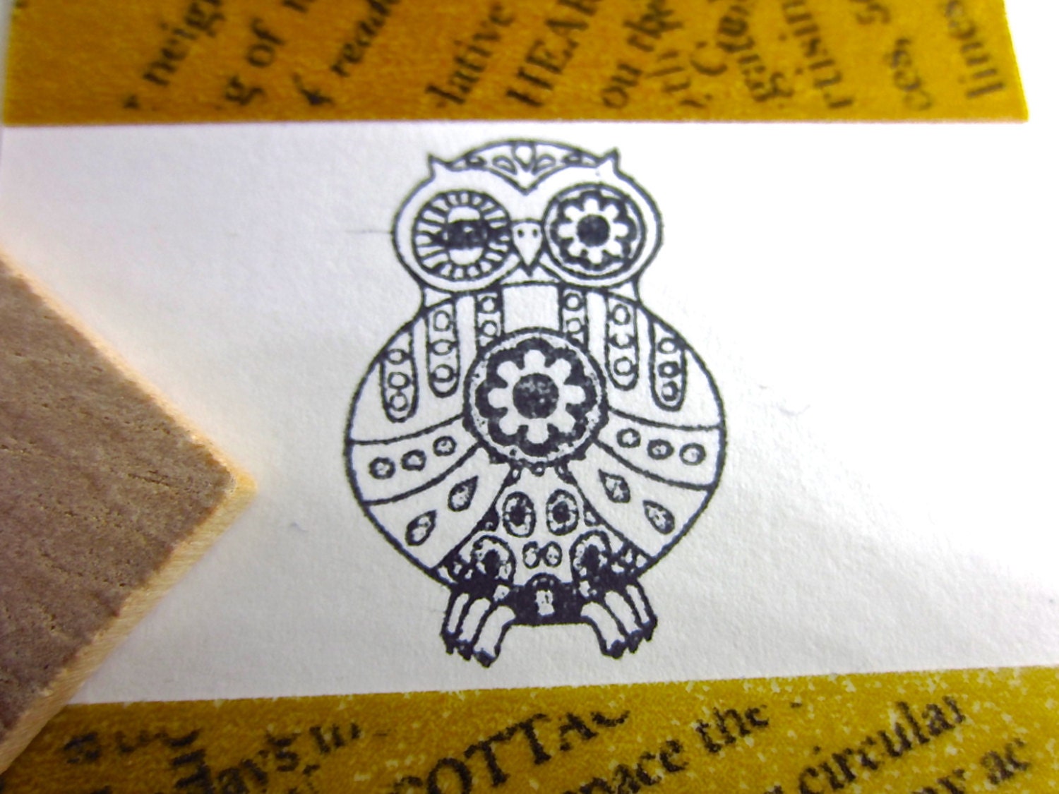 Robot Owl Rubber Stamp