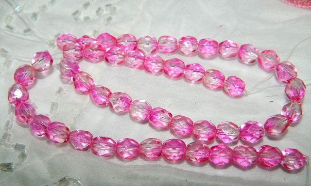 Hurricane Glass 6mm Fire Polished Hot Pink Beads