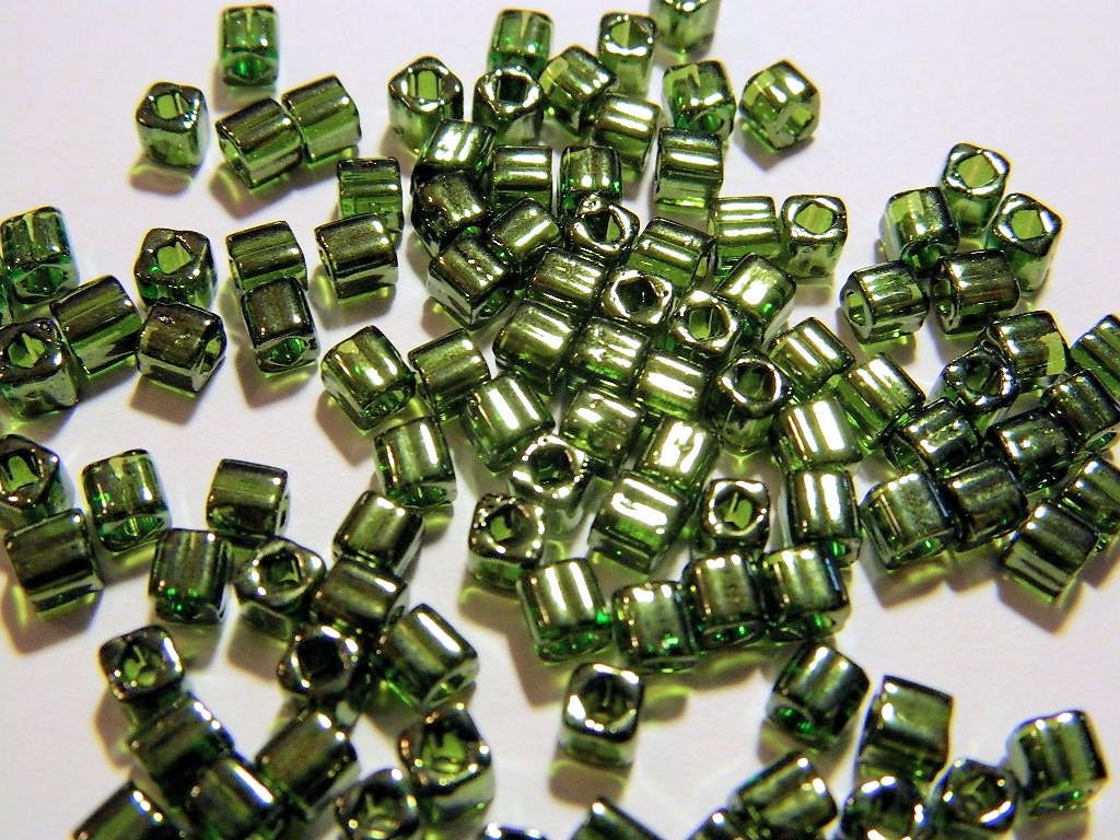 Toho 4mm Luster Fern Glass Cube Beads
