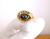 Designer Antique REAL Star Sapphire & 14k Yellow Gold Ring - Custom Vintage Blue Gray GemStone Women Jewelry - Official Jeweler Appraisal
