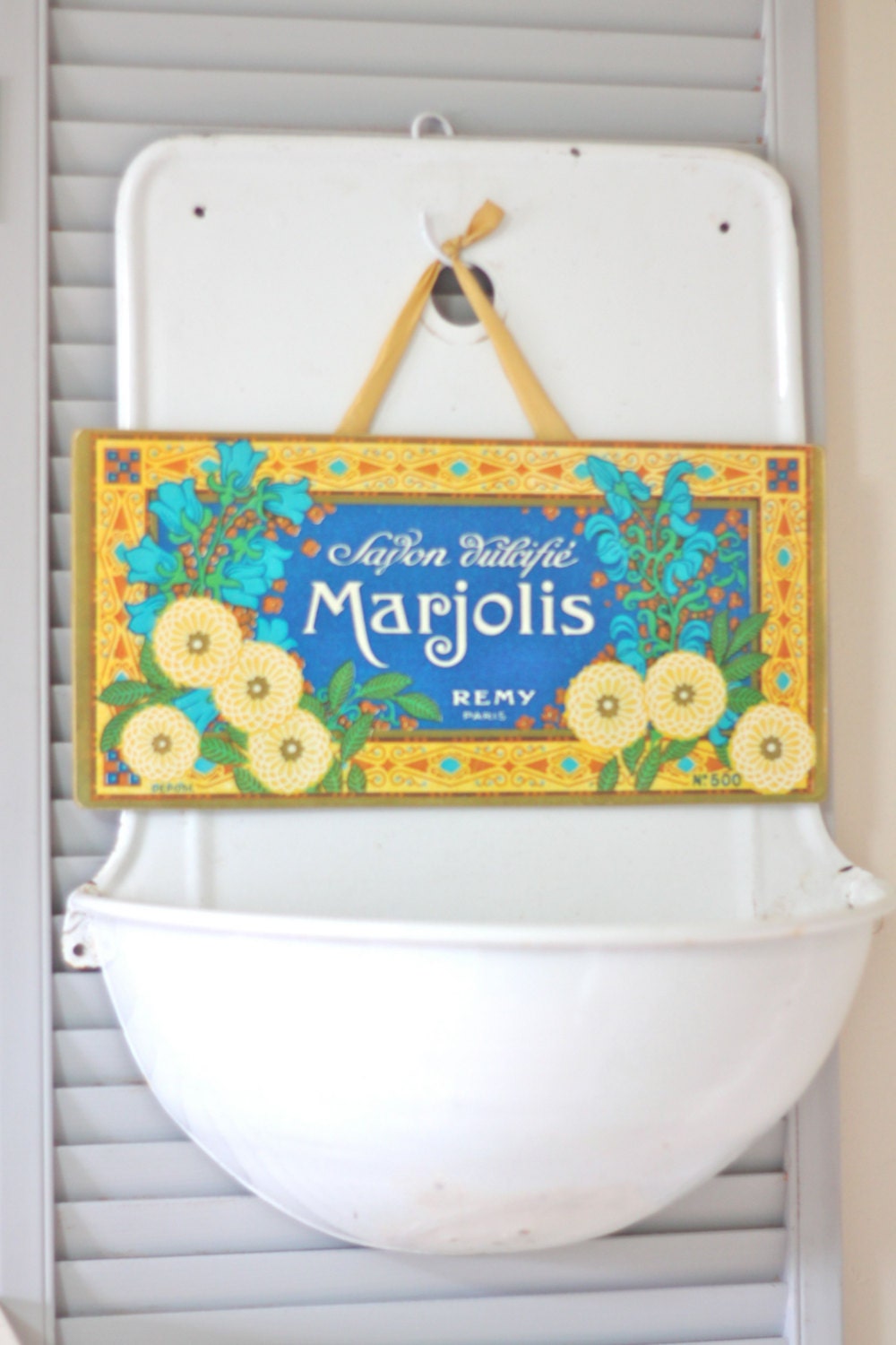 Vintage European Enamelware White Lavabo or Wall Sink Fountain (SALE WAS 225.00)