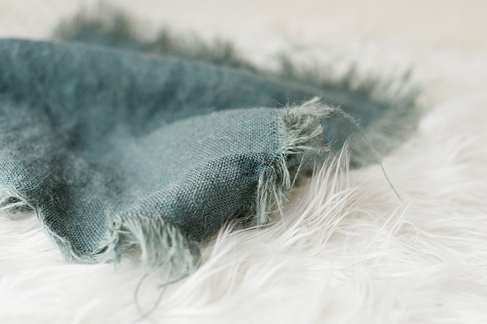 Rustic Blue Grey  Burlap Layering Blanket, Newborn photogaphy props, Burlap fabric