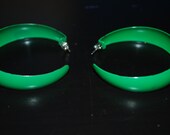 GREEN 80s hoop earrings, Vintage earrings, Retro rocker earrings