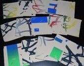 Set of mini silk screened prints, geometric  mini cards, blank cards, supplies, fine art prints,ooak art