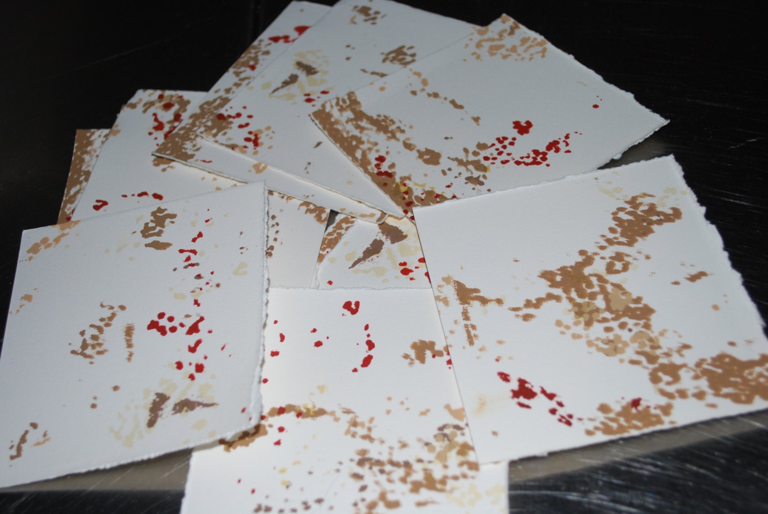 Set of mini silk screened prints, circles and dots mini cards, blank cards, supplies, fine art prints,ooak art