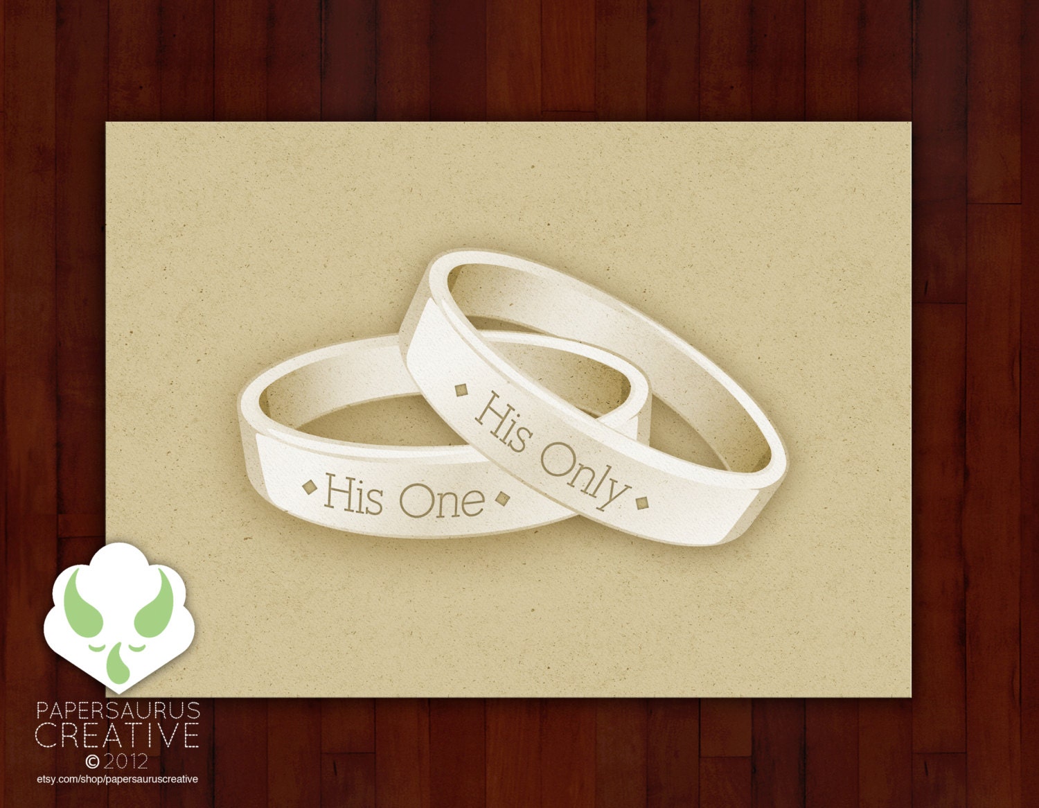Greeting card - His One, His Only - gay marriage, LGBT wedding
