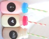 12SCHoolHouse MilK BottLeS--7-10days to ship-set of 12 with chalkboard labels and hole punched lids--choice of lid color-- parties Il_170x135