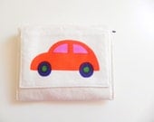 Zippered COIN PURSE in Marimekko Bo Boo Fabric with RED Car - for a Boy or Girl - Zipper Pouch - Bifold Wallet - Credit Card Holder