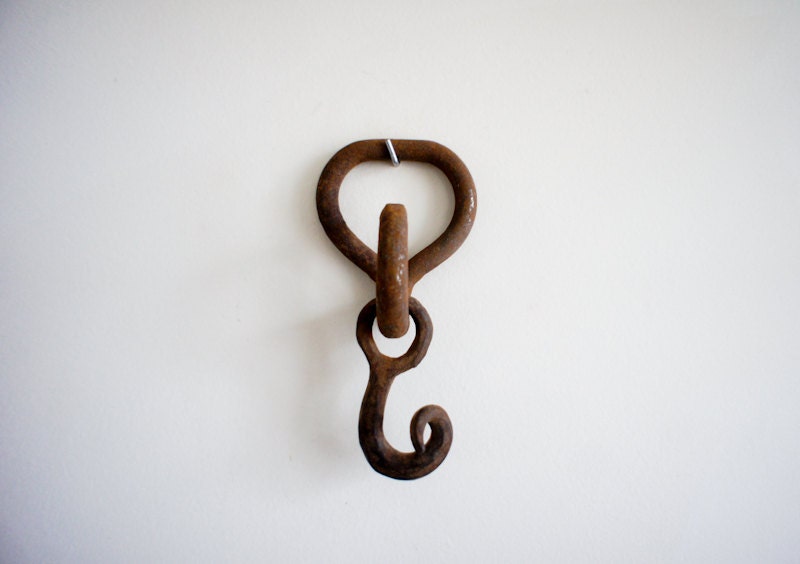 Handforged Metal Hooks // Vintage French Rustic Decor // for hanging and display // set of 2 // French country home decor