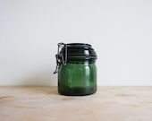Vintage Canning Jar // French Glass Jar // Emerald Green // French mason jar // farmhouse rustic // french country decor // storage - FrenchAtticFinds