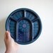 Vintage Decorative Plate // 1970 // hand painted Retro design // Teal Navy Blue Purple // Floral Flowers // Summer colors Serving