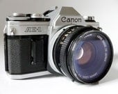 Classic Canon AE-1 35mm Slr Film Camera Body Canon 50mm Zoom Lens 1970s 70s Vintage Professional Photography Japan