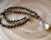Pineapple quartz beaded necklace with fresh water pearls