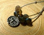 Om and lotus necklace with labradorite briolettes and sterling silver / delicate beaded necklace / zen necklace