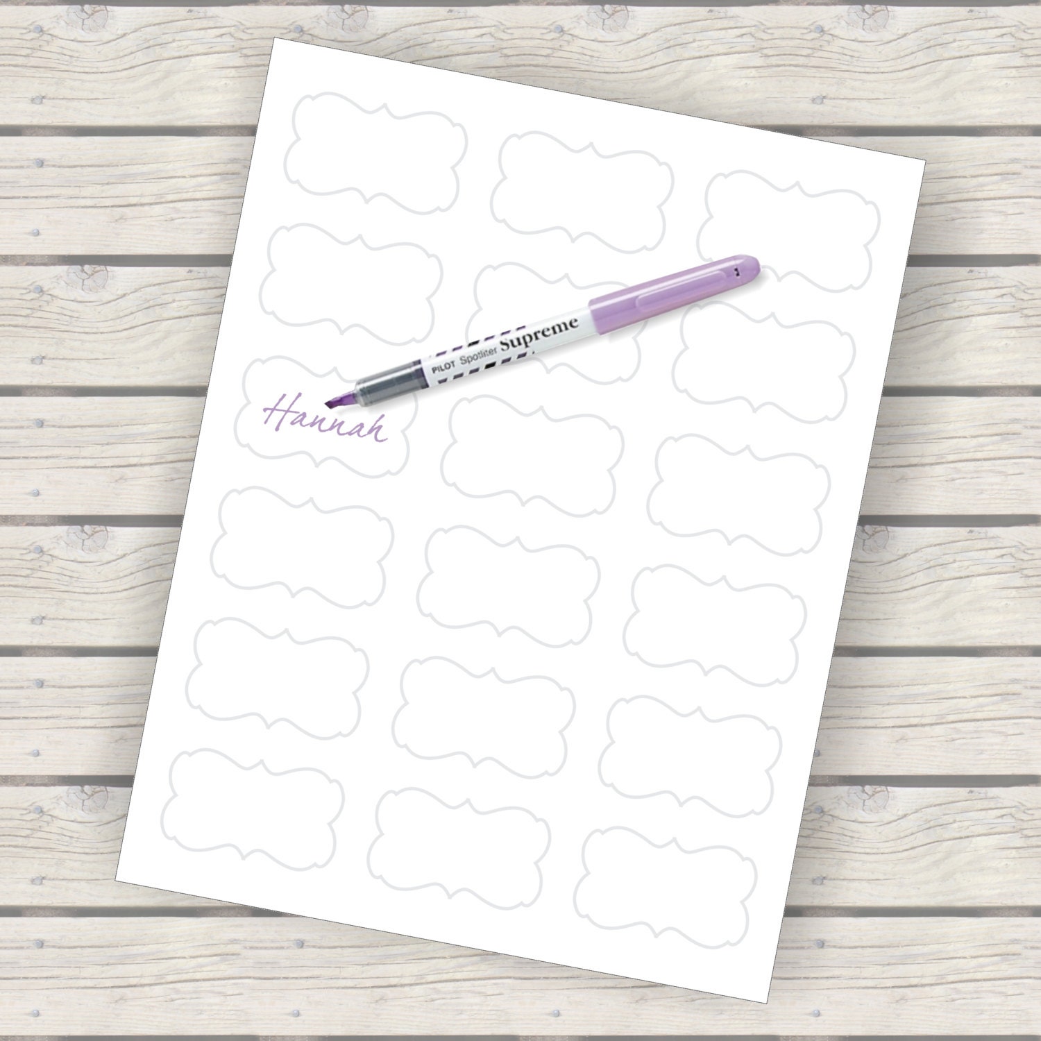 Fancy Sroll Frame White Stickers BLANK Label Sheet