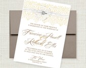 Lace Champagne & Ice Wedding Invitation Suite: 5x7 Invitation, RSVP Card, Envelopes, Cottage Chic, Shabby Chic