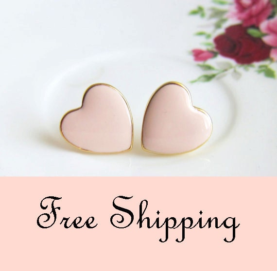 Pink Bridesmaid Earrings Light Pink Earrings Pink Earring Studs Pink Bridal Jewelry Gift for Her - FREE SHIPPING