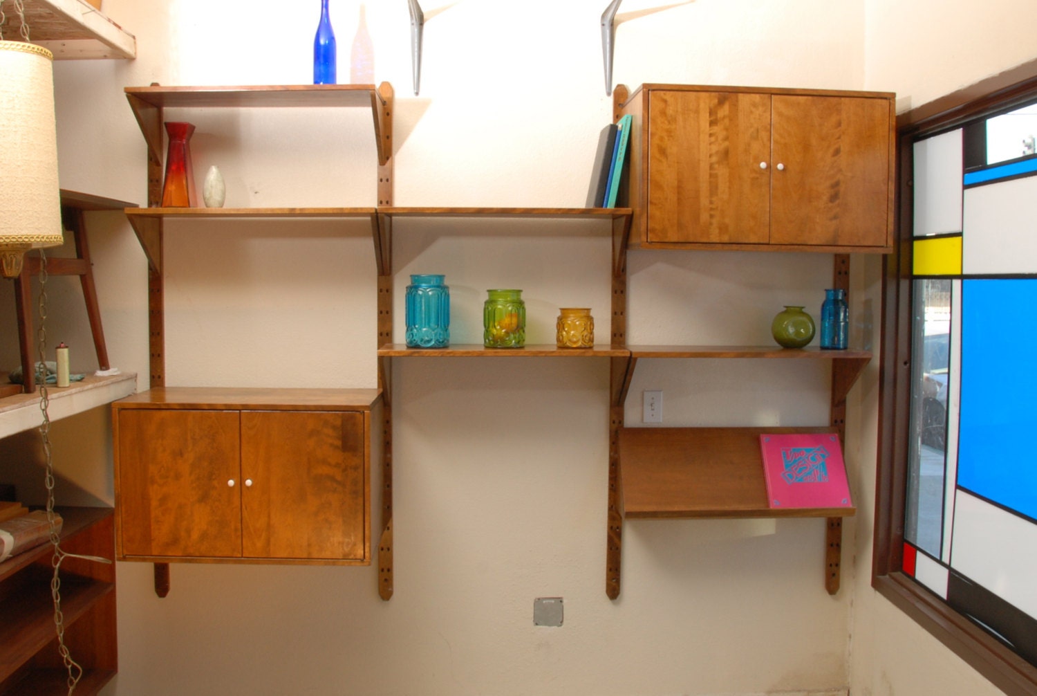 Mid Century Walnut Cado Wall Unit with 2 Cabinets