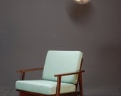 Walnut Mid Century Upholstered Arm Chair