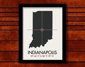 Indianapolis Latitude Longitude Map Art City Print 11 x 14