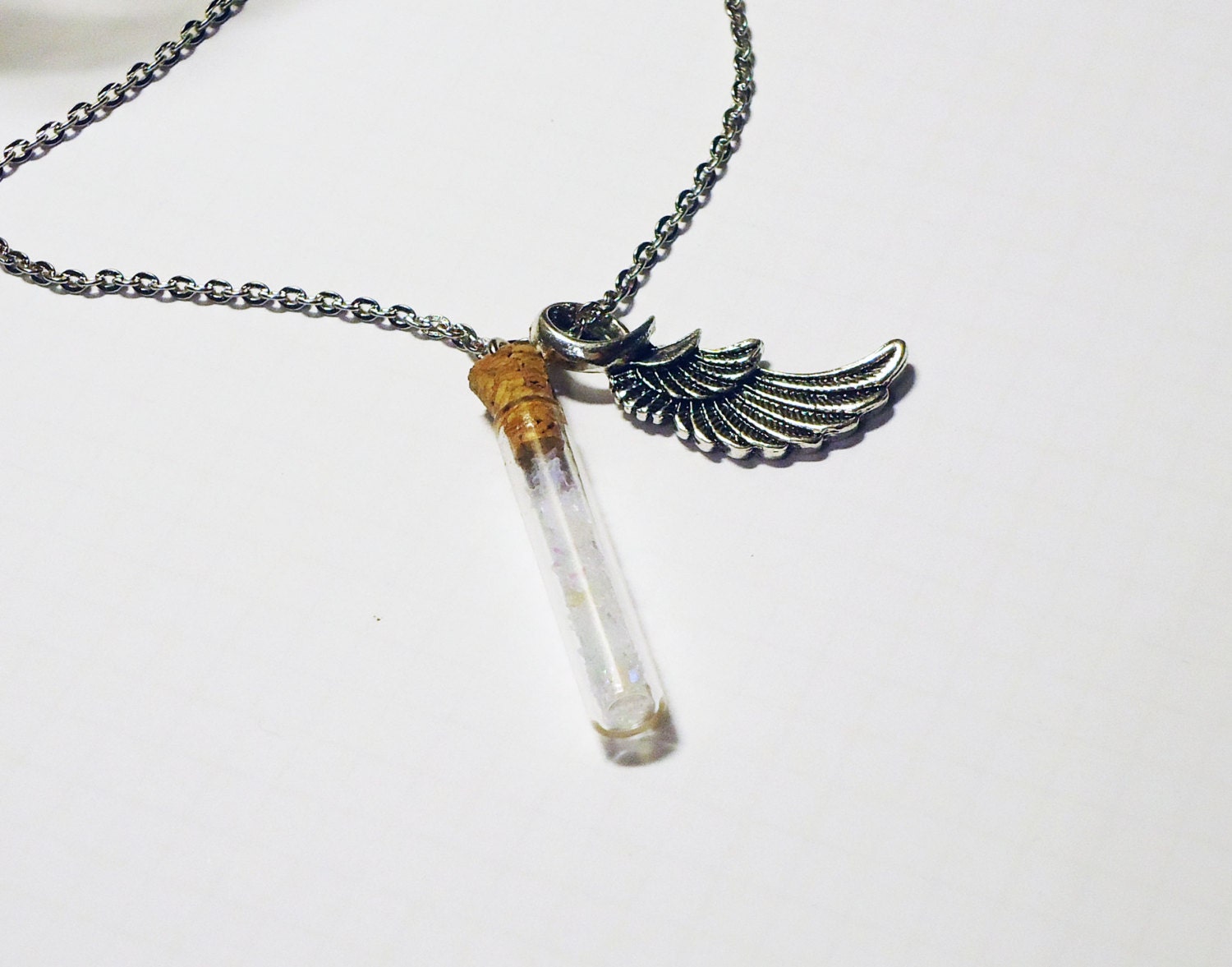WHITE STARS - glass vial jewelry