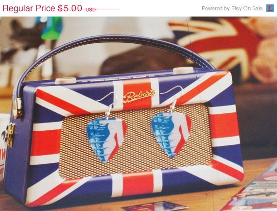 ON SALE Guitar Pick Earrings STARBUCKS Coffee Handmade Upcycled Gift Card