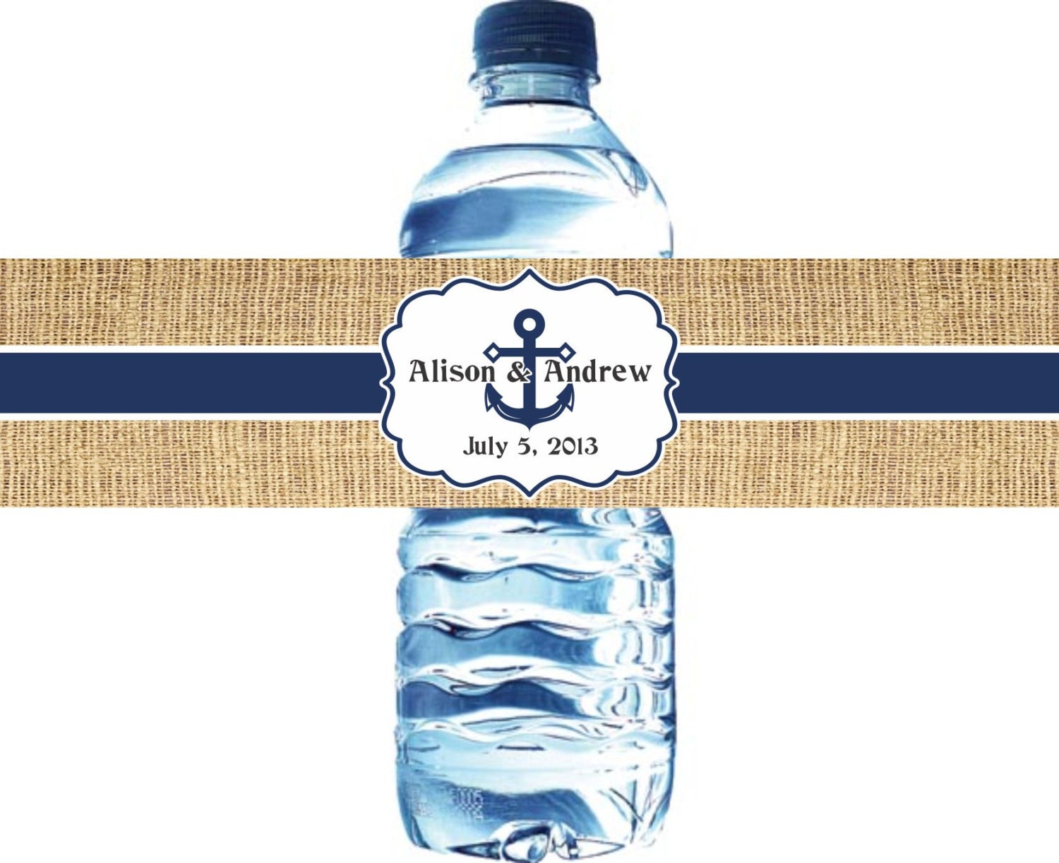 100 Burlap Waterproof Water Bottle Labels, Self Stick and Glossy Il_170x135