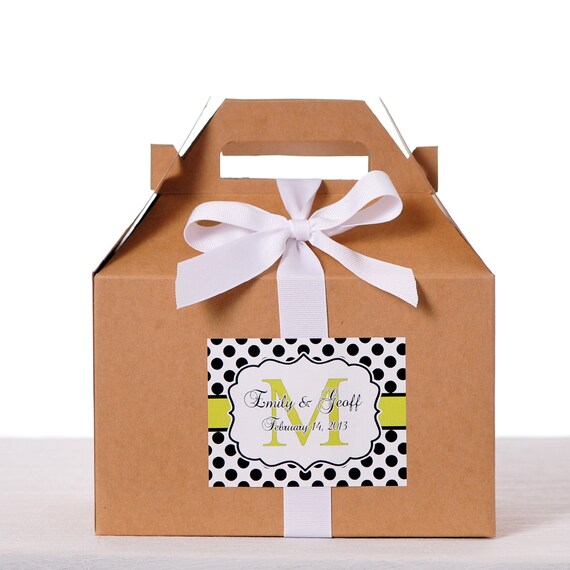 Gable Wedding Box Set of 8 - Wedding Favor Box / Welcome Box Labels Il_570xn