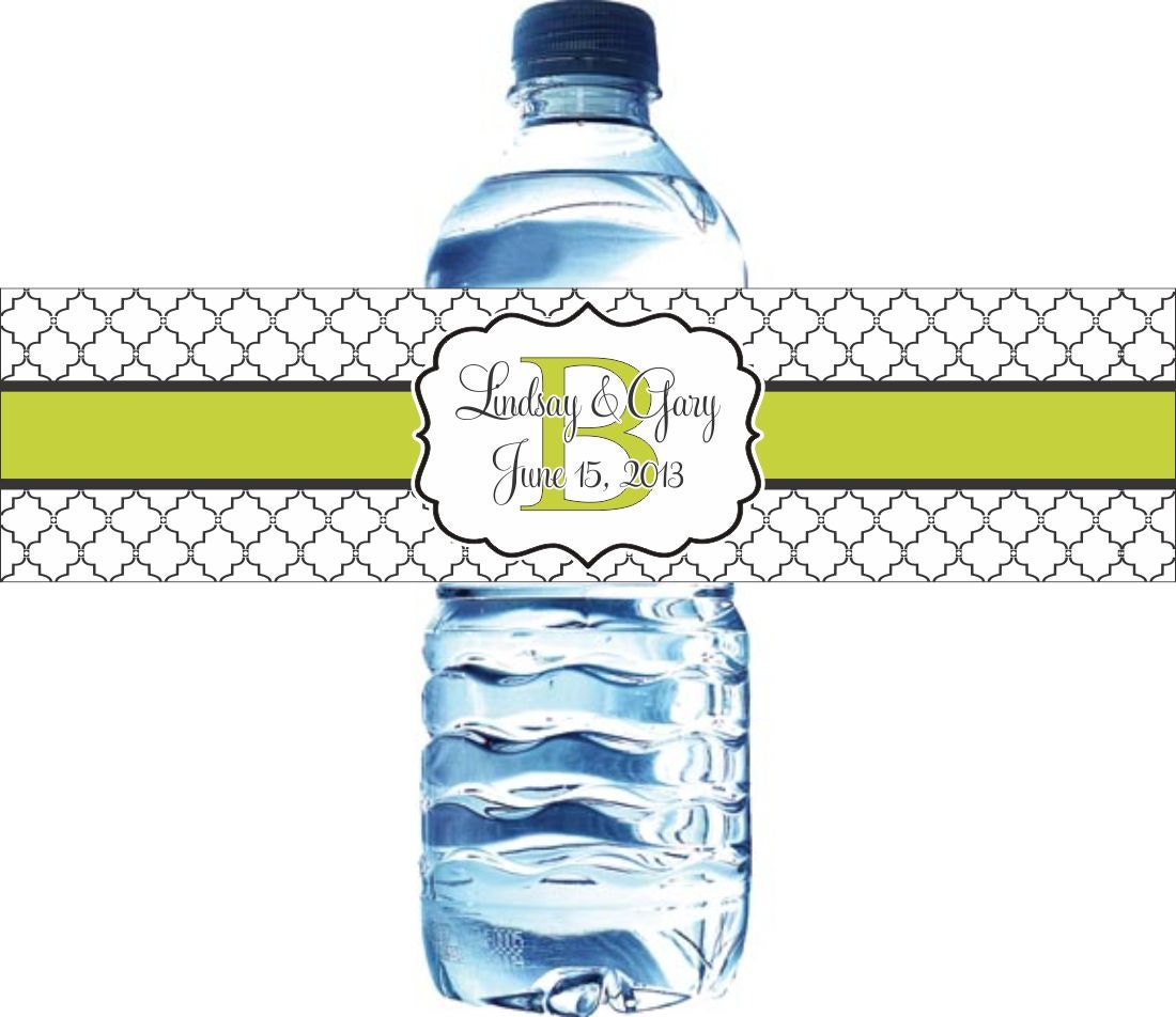 150 Quatrefoil Pattern Waterproof Water Bottle Labels, Self Stick and Glossy Il_570xn