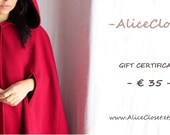Gift Certificate 35 euro - gift for her christmas present last minute gift valentine gift