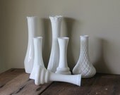 Milk Glass Vases White Vintage Flower Bud Lot Set Wedding Centerpiece