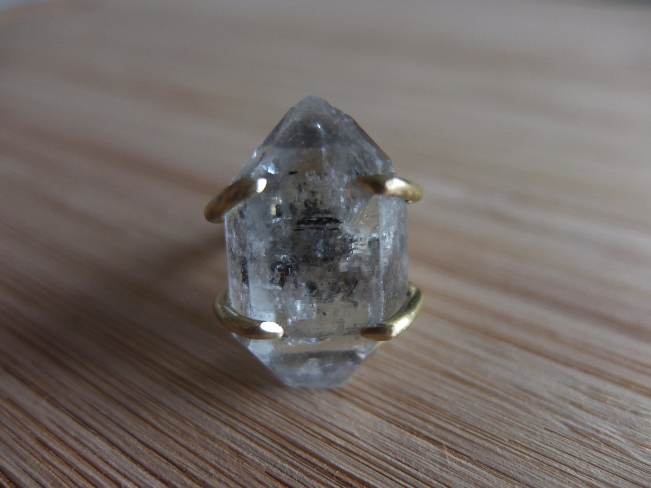 Brass Tourmalinated Quartz Ring