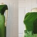 Vintage Dress 50s 60s Mad Men Era Formal Grass Green Velvet A Line Metal Zipper Modern Extra Small to Small