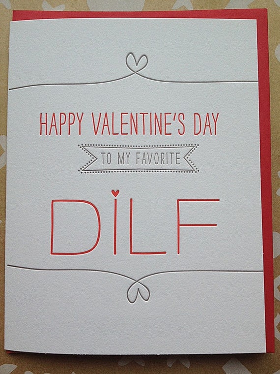 Valentine's Day Card for Husband, Boyfriend, Hot Dad - DILF - Letterpress Valentines Day