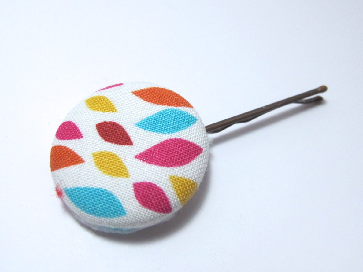 Simple Bobby Pin -  Button Bobby Pin - Button Hair Pin - Fabric Covered Button Hair Pin - Salon Bobby Pin
