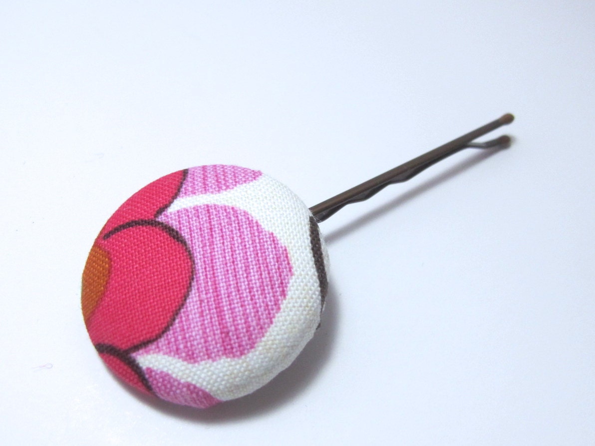 Simple Bobby Pin -  Button Bobby Pin - Button Hair Pin - Fabric Covered Button Hair Pin - Salon Bobby Pin