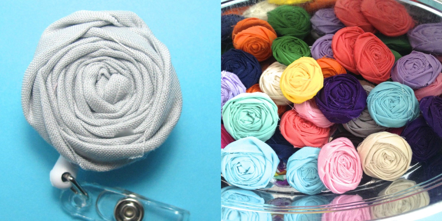 Rosette Name Badge Reel  - Flower Name Badge - id Holder  - Name Tag - Unique Retractable id Holder - Security Badge Reel - Nurse Teacher DR