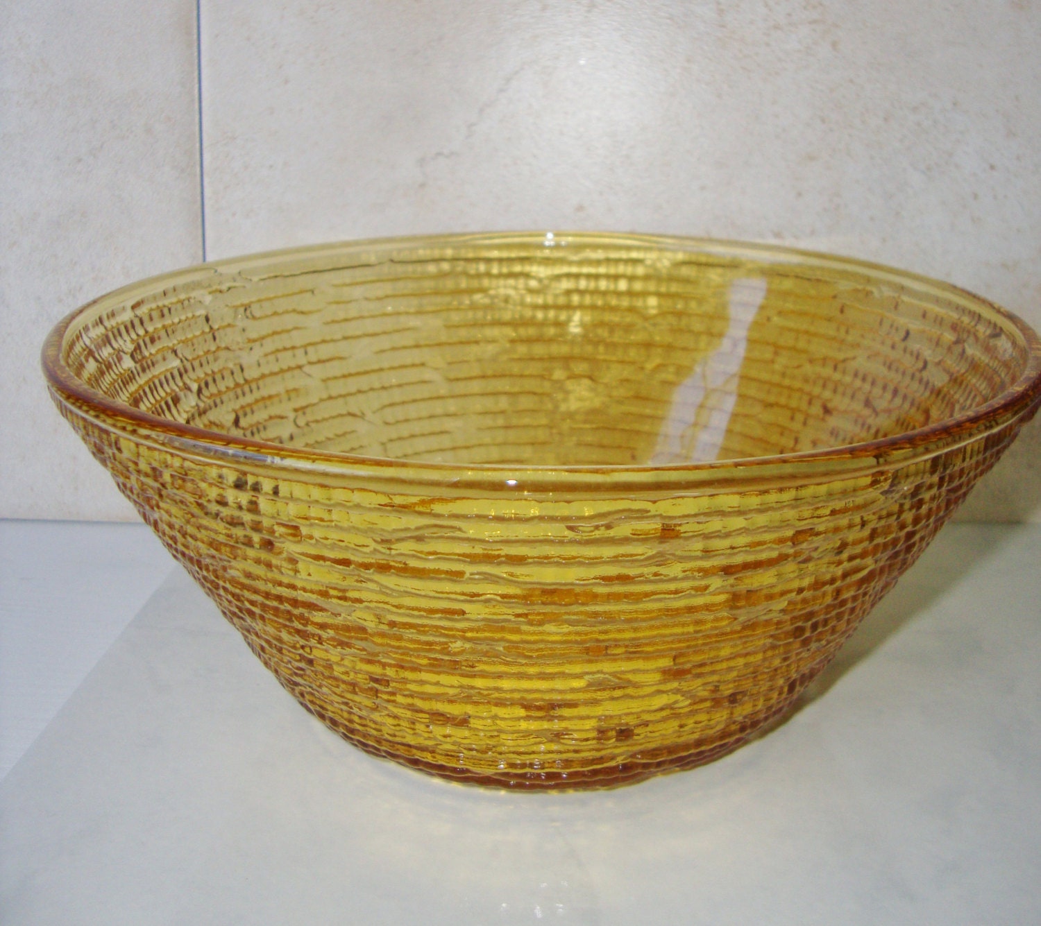 Vintage Honey Gold Anchor Hocking Soreno Bowl , Medium