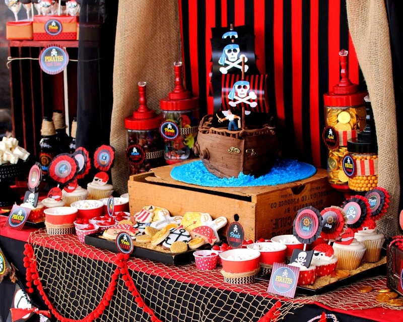 PIRATE Food Labels or Place Cards - Boys Birthday Party , Pirates of the Caribbean - Krown Kreations Il_170x135