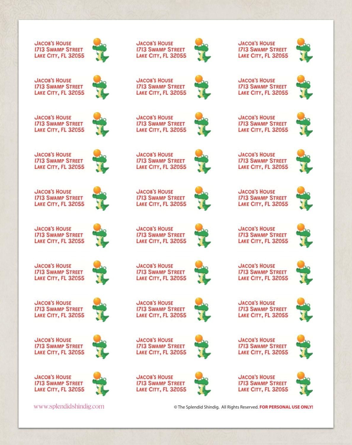 Printable Customized Address Labels - Alligator Party Collection - DIY Printable by The Splendid Shindig Il_570xn