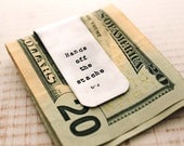 Father's Day - Custom hand stamped money clip - Moustache, Mustache