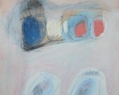 Oil painting, abstract painting, beige, blue, orange, modern art