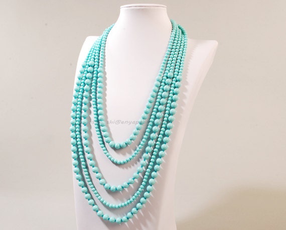 Turquoise Necklace,Statement Necklace Bluish Green Turquoise Necklace(FN0641-Blue)