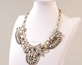 Statement Necklace, Bib Necklace, Crystal Necklace, Party Necklace(FN0634)
