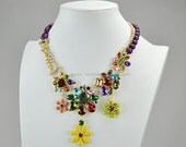 Statement Necklace, Bib Necklace, Crystal Necklace, Chunky Necklace,Party Necklace (FN0694)