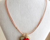 Red fish choker. Cinnabar necklace. Healing hand choker.Knotted necklace. Leather necklace. Buddha necklace.